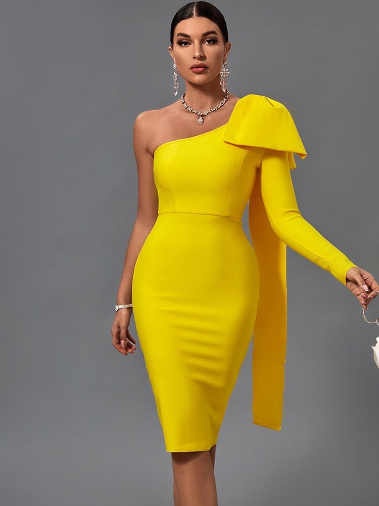 yellow bodycon dress